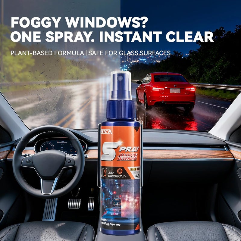 WEICA Spray Anti-Fog Interior - for Car Windshield, Bathroom Mirrors, Swim Goggles - Long-Lasting Clarity, Streak-Free Formula 100ML - Image 1